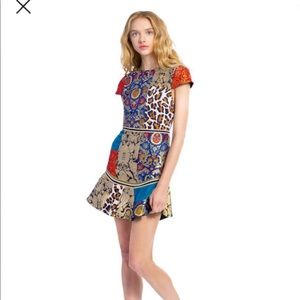 Alice & Olivia Rapunzel Patchwork Curve Hem Dress